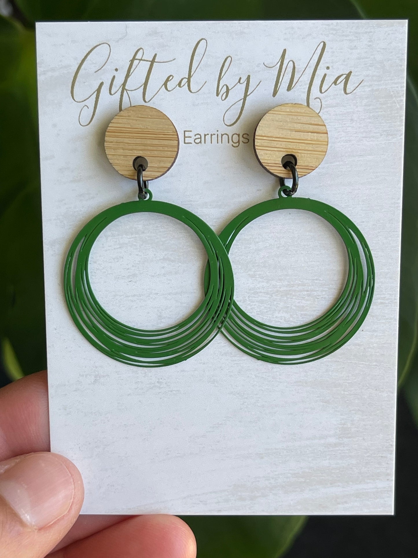 Green Round Filigree Dangle Stud Earrings