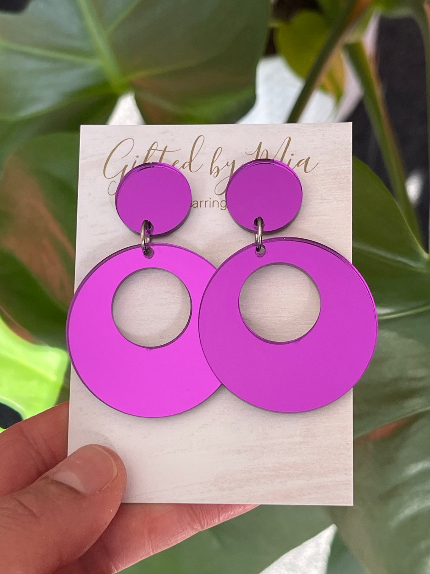 purple acrylic earrings