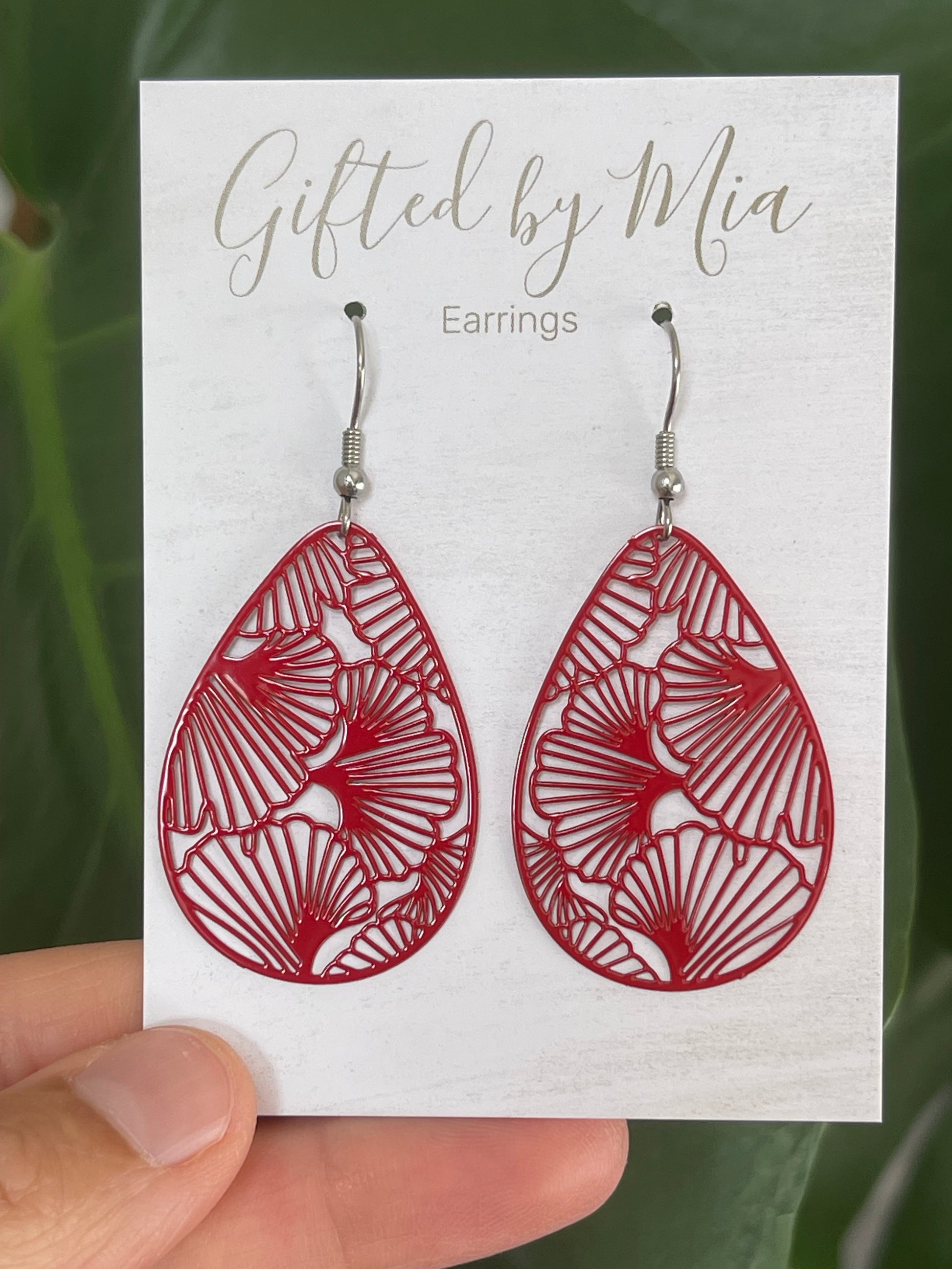 Red Filigree Statement Earrings | Handmade earrings 