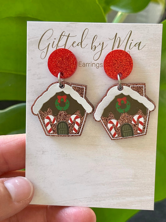 gingerbread house earrings