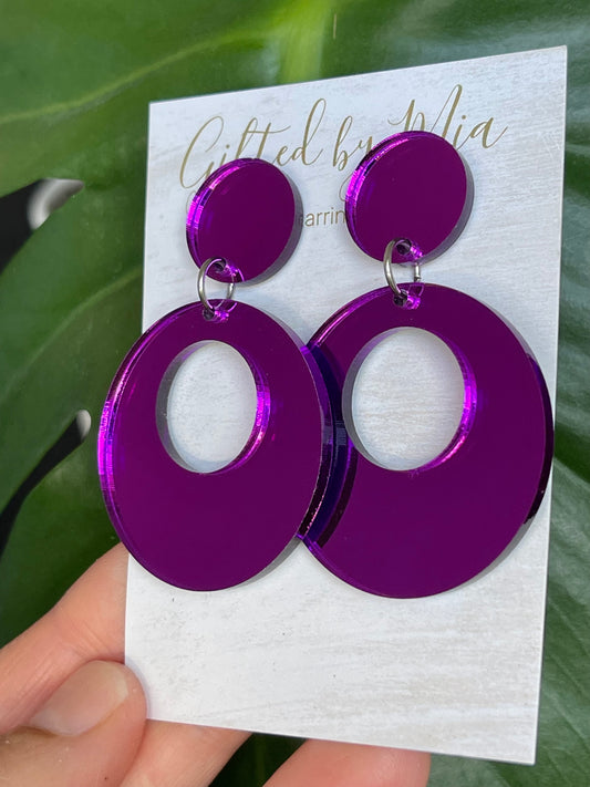 purple acrylic statement earrings