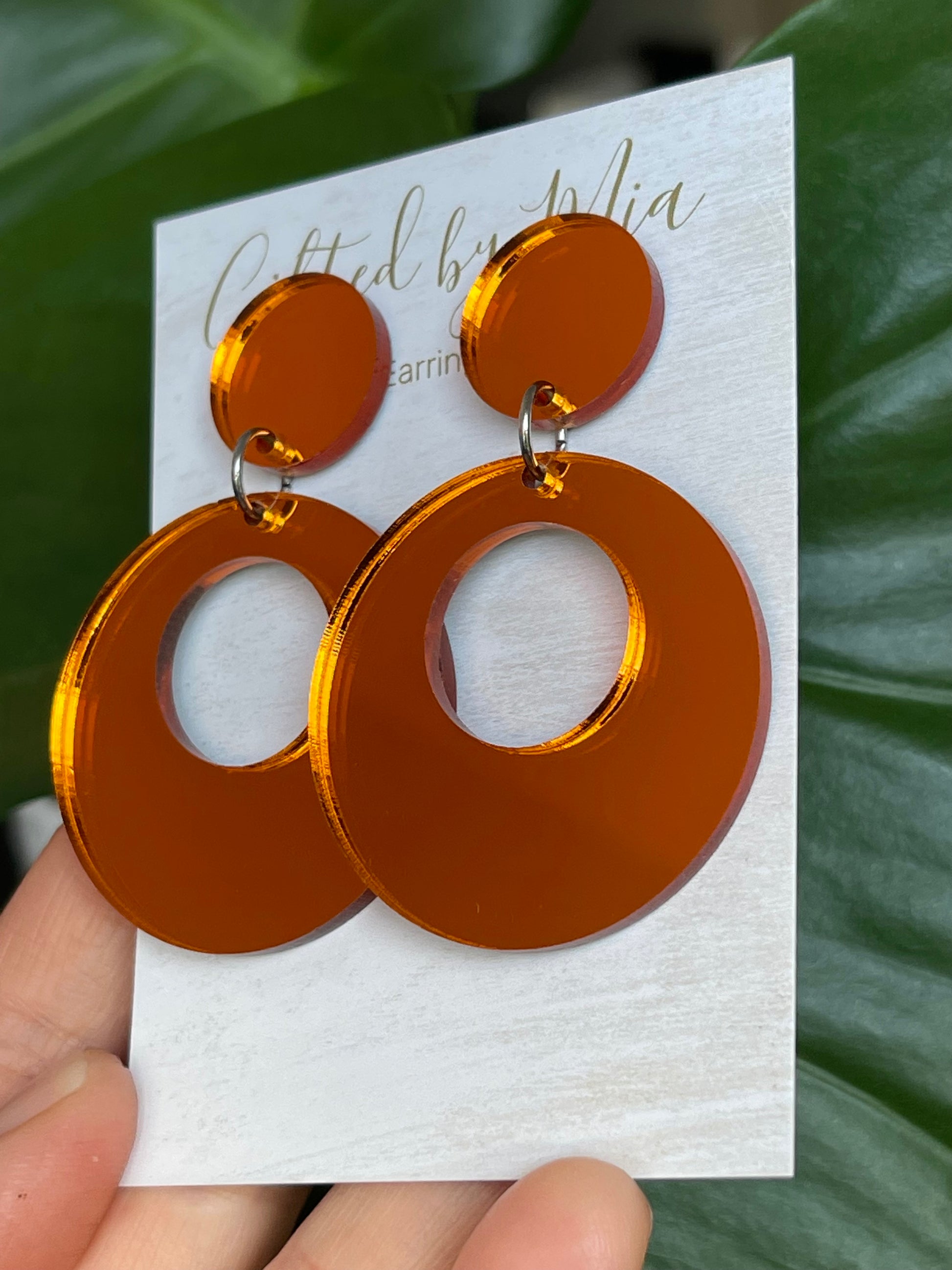 orange acrylic hoop earrings