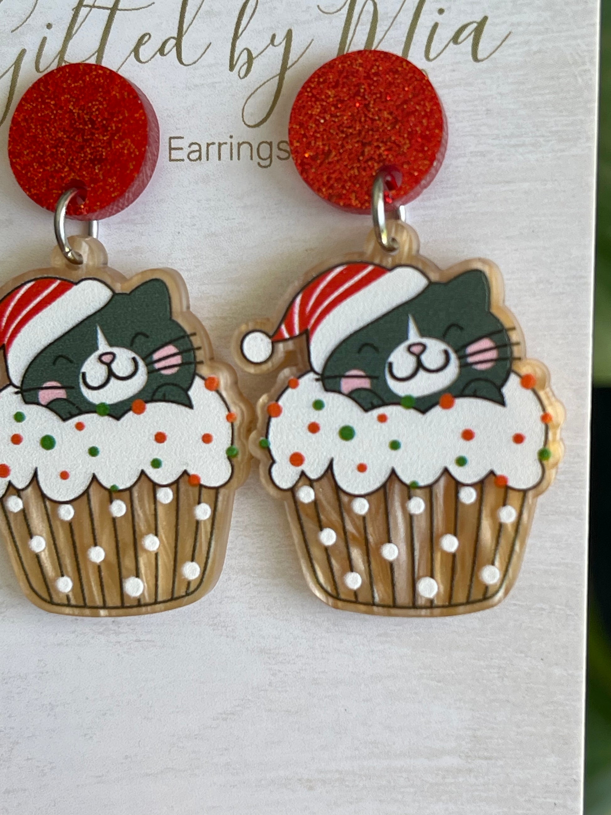 Cute Cat Christmas statement earrings