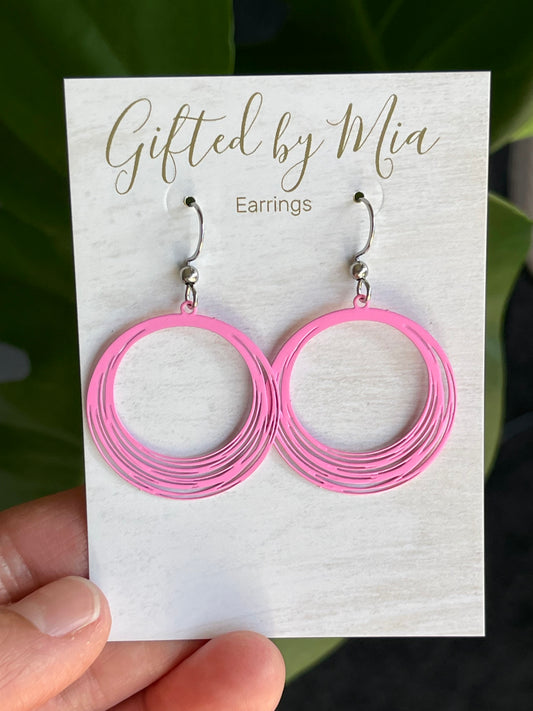 Small Pink Hoop Earrings