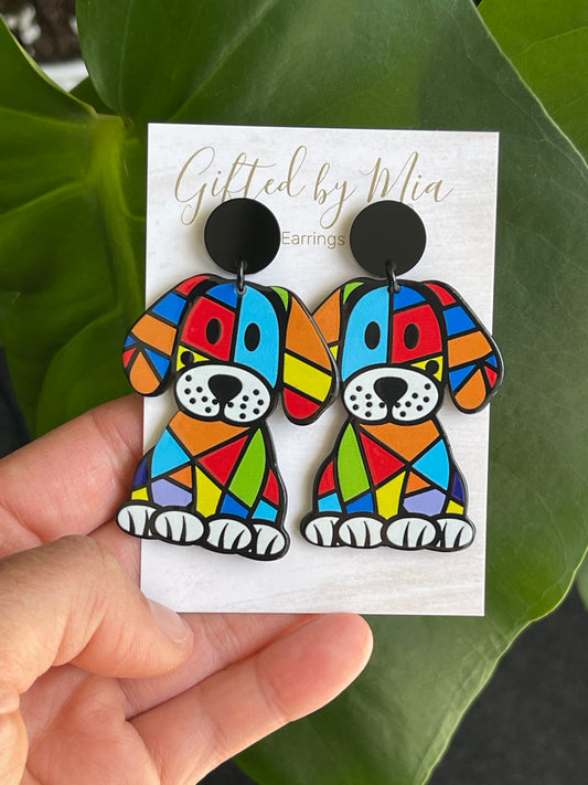 Colourful Quirky Dog Earrings