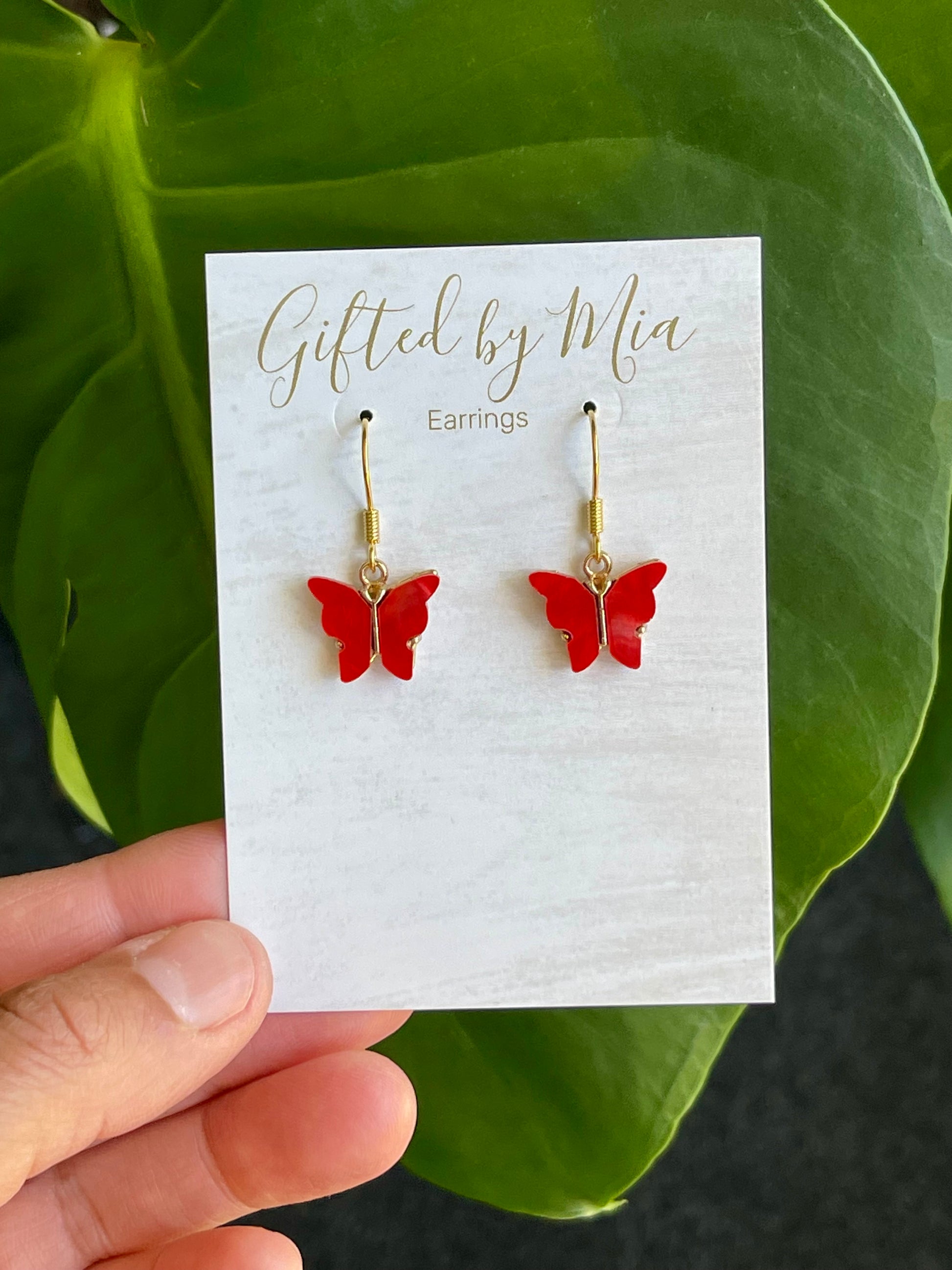 Red Butterfly Minimalist Statement Earrings