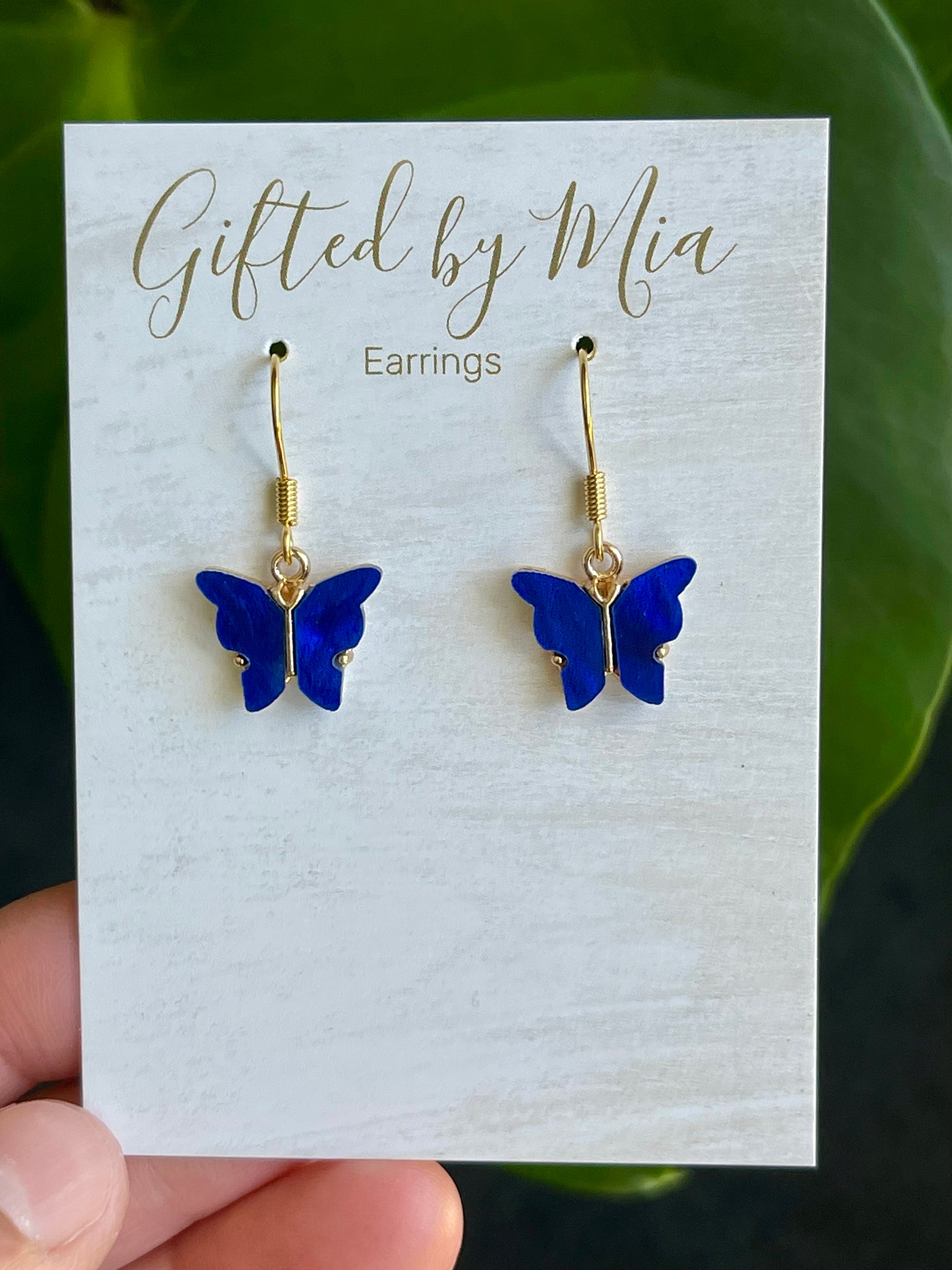Minimalist Blue Butterfly Earrings