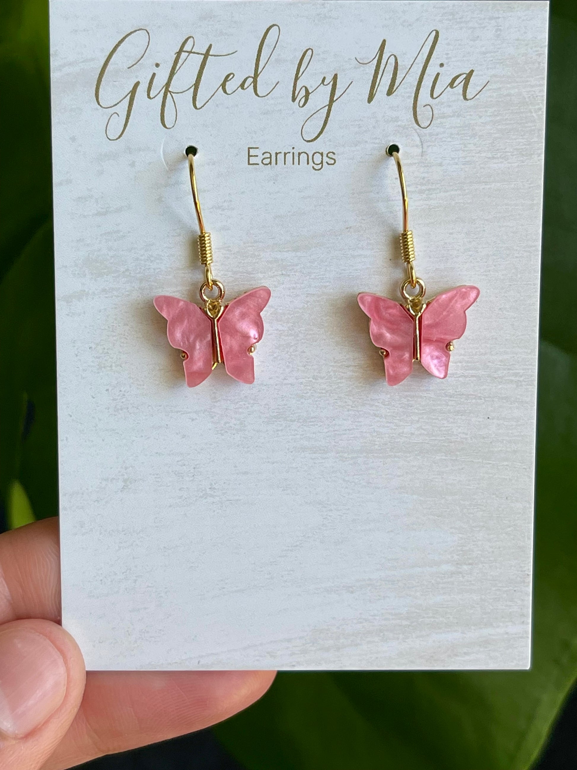 Lightweight Pink Butterfly Earrings