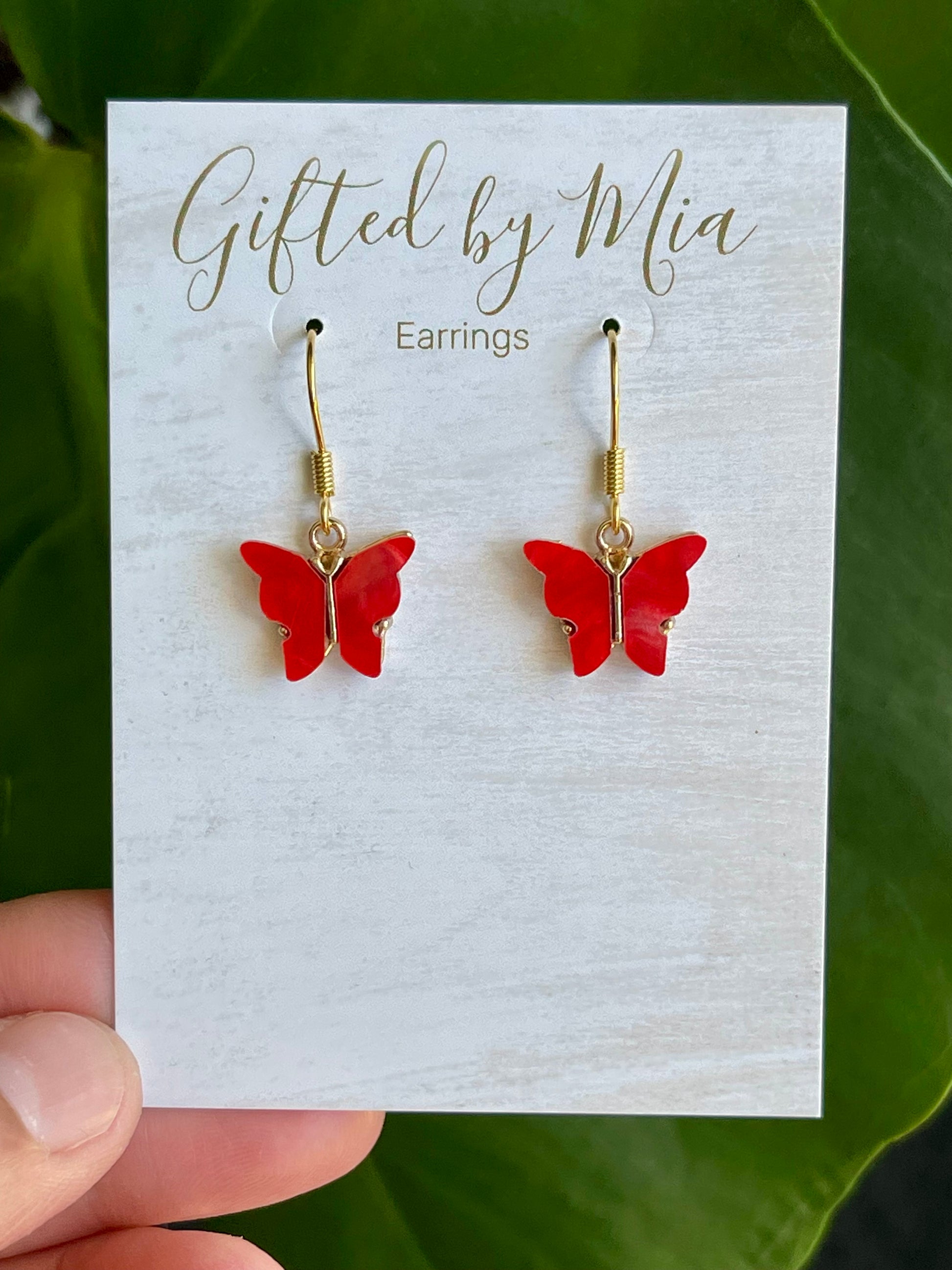 Lightweight Red Butterfly Earrings