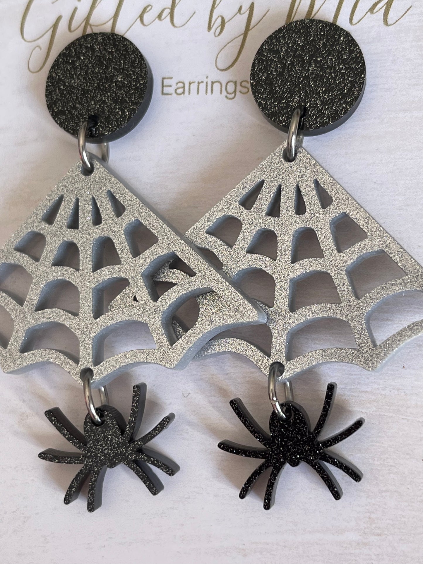 novelty spider web earrings