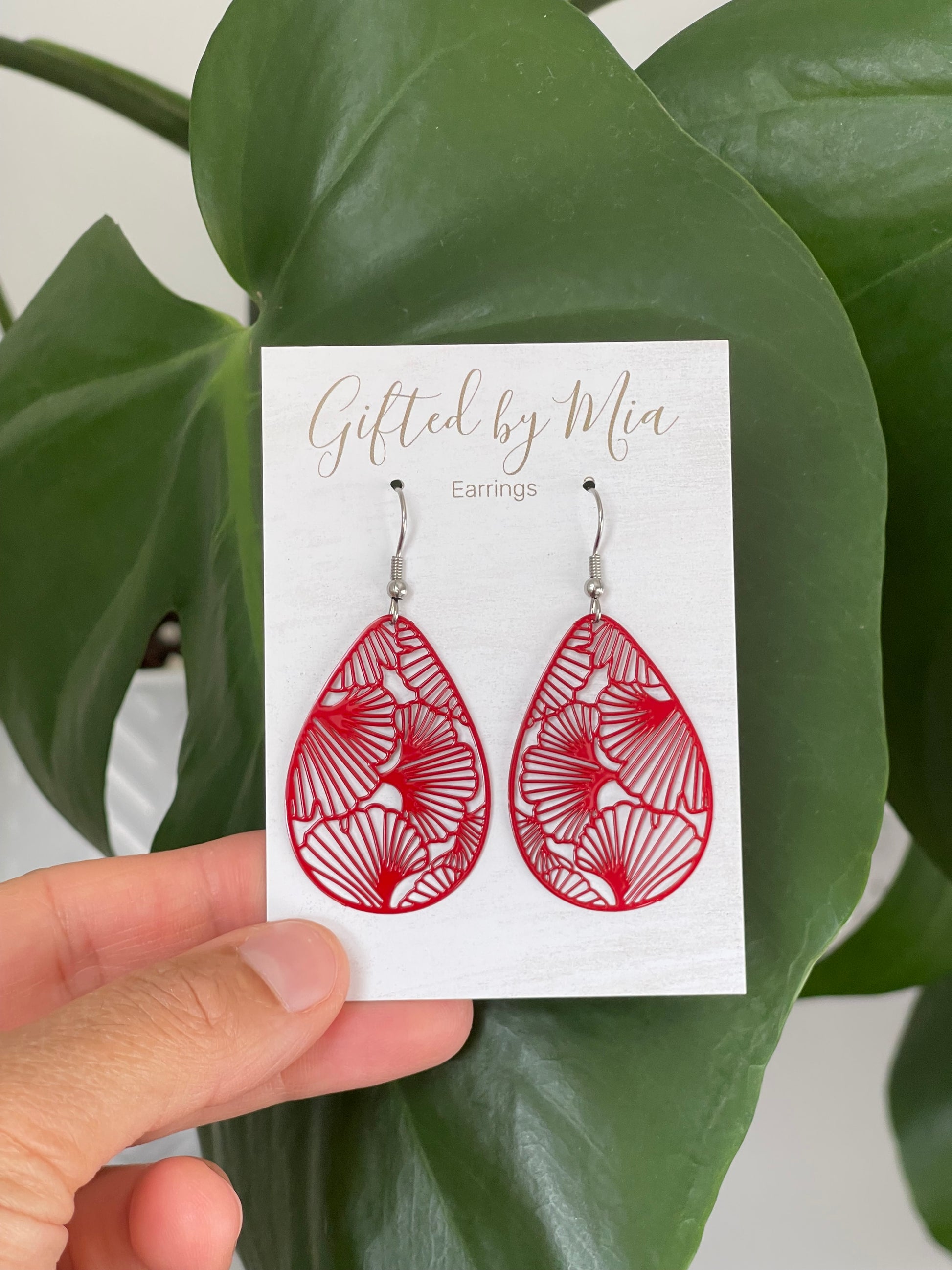 Red Filigree Statement Earrings | lightweight earrings
