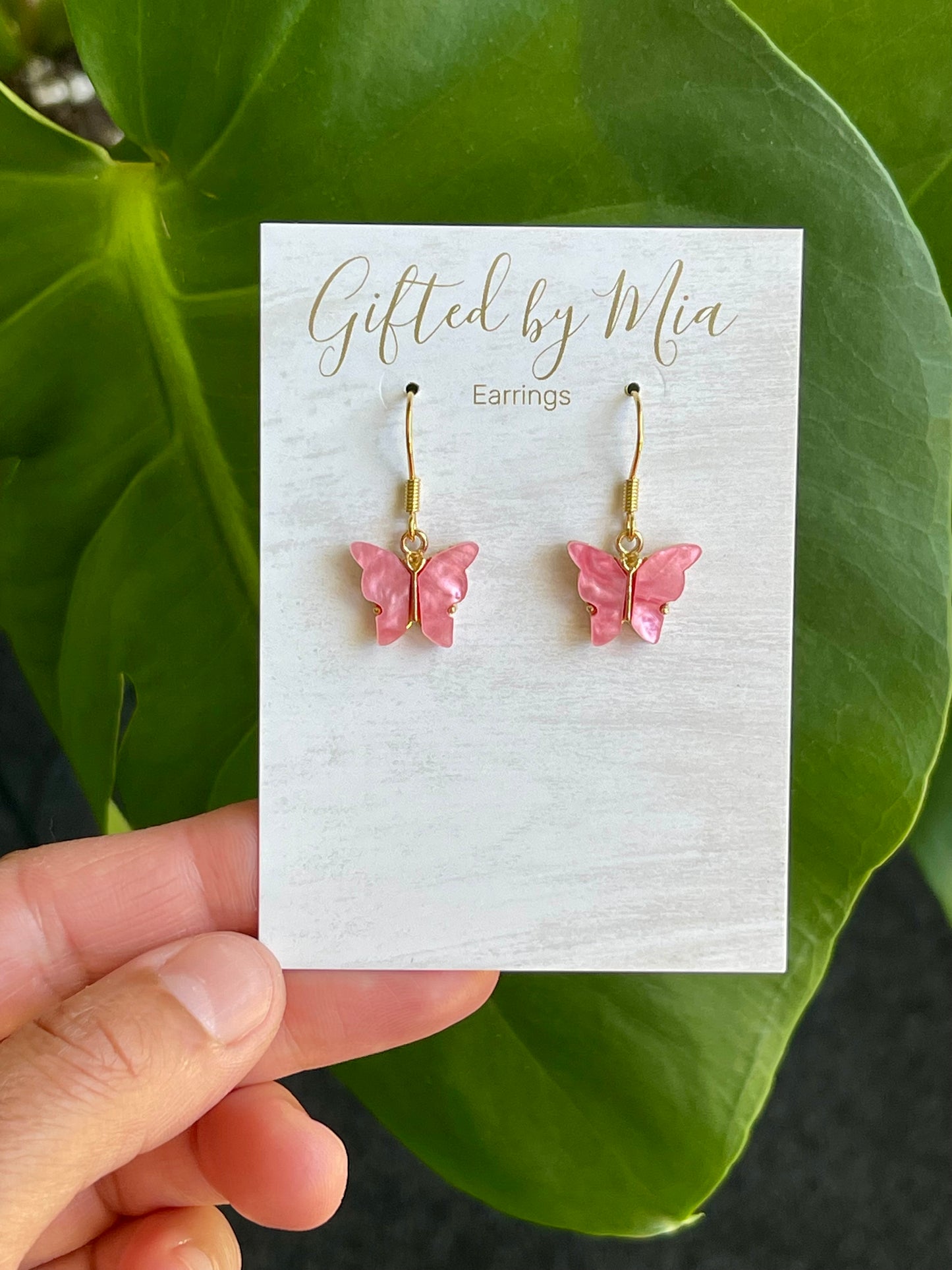 Minimalist Pink Butterfly Earrings