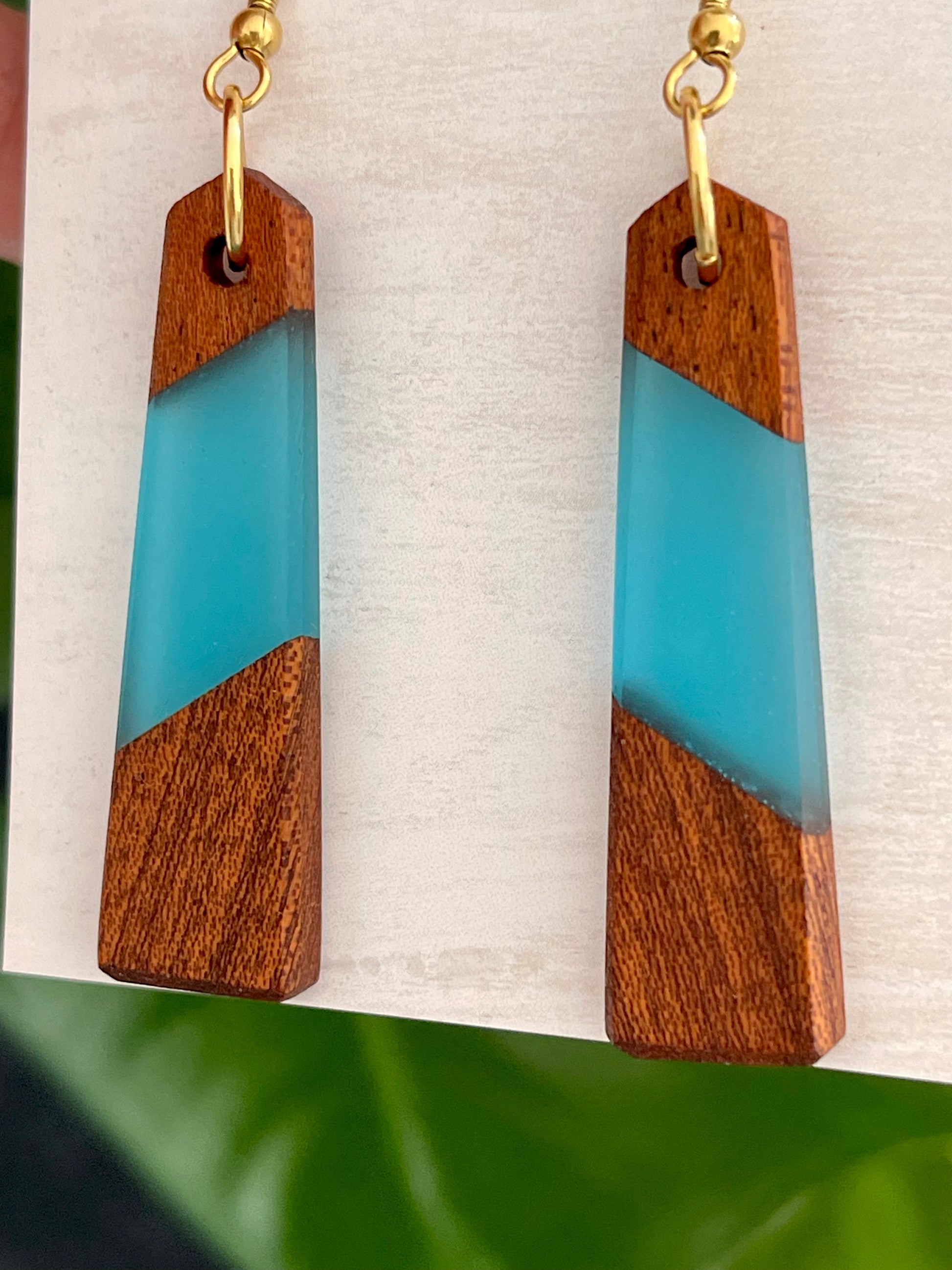 resin wood earrings