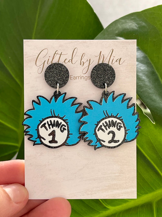 Dr Seuss Thing 1 And Thing 2 Earrings