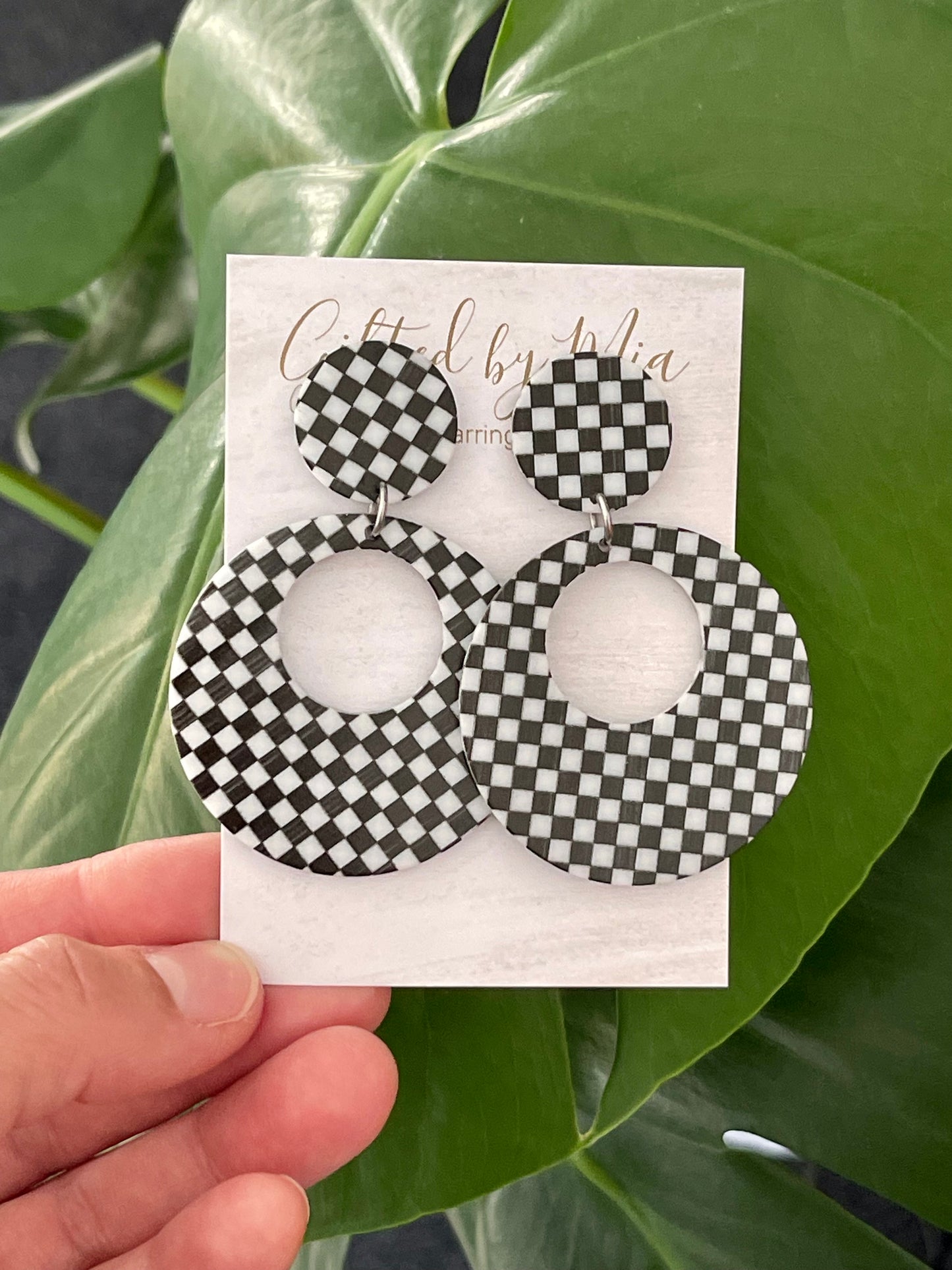 acrylic checkered earrings