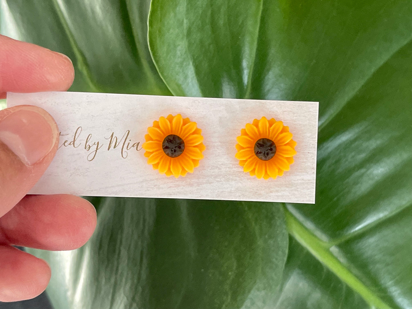 Yellow sunflower stud earrings