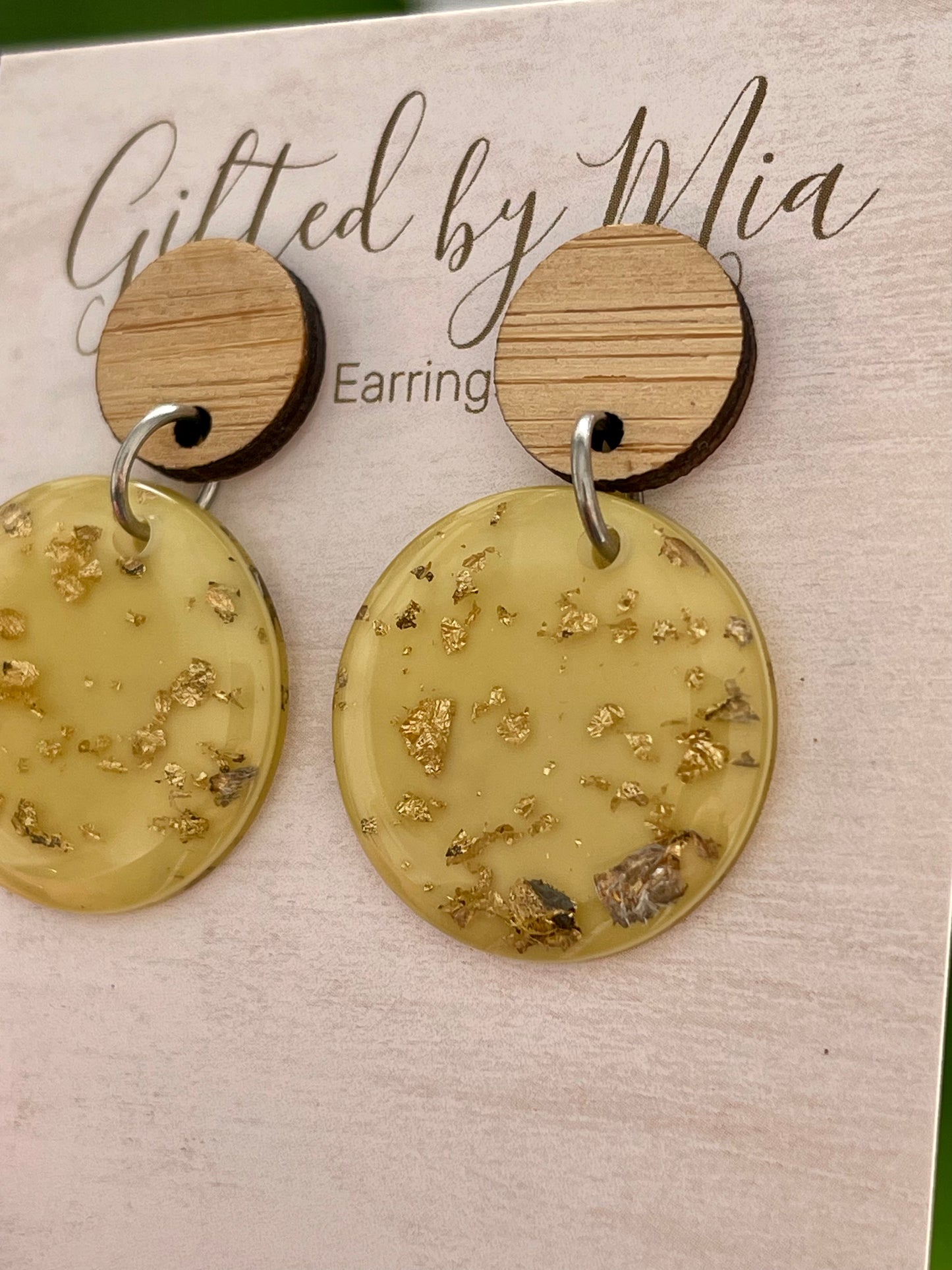 Yellow Gold Foil Resin Earrings