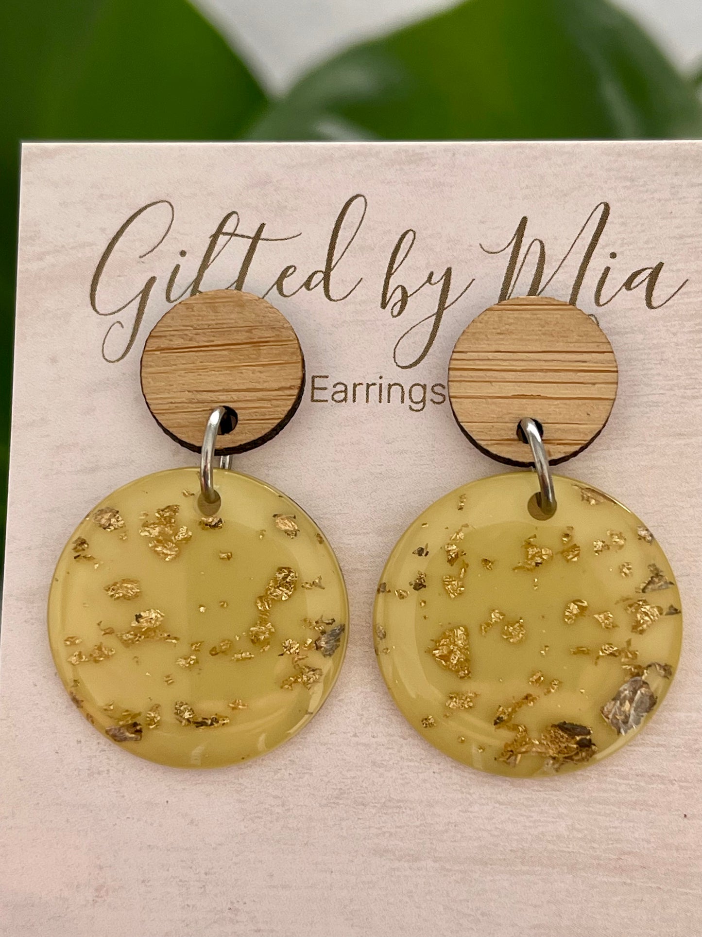 Yellow Gold Foil Resin Earrings