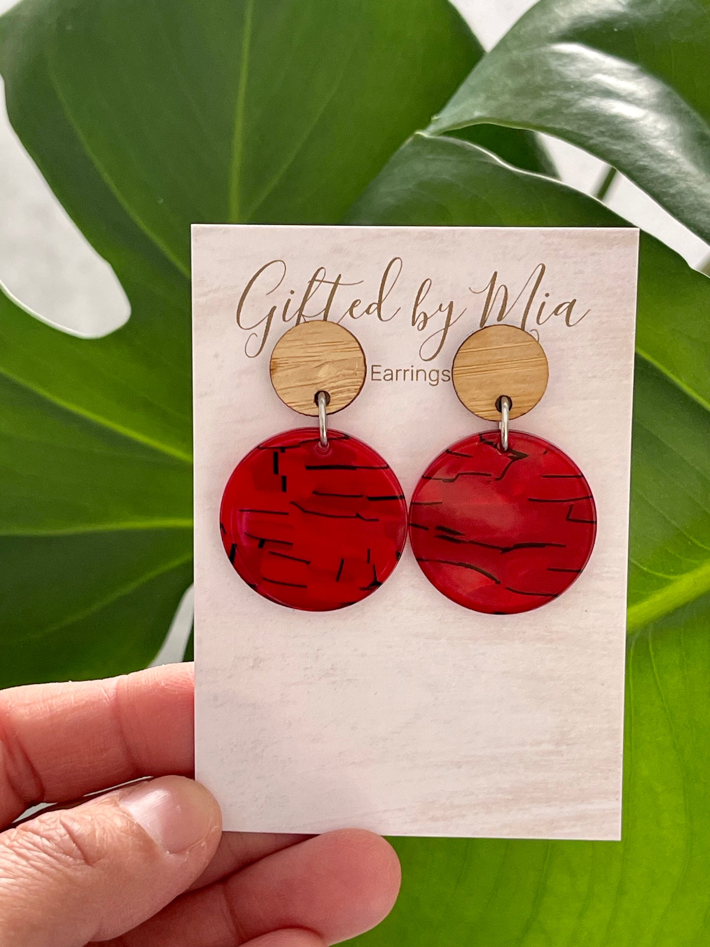 Red Resin Statement Earrings