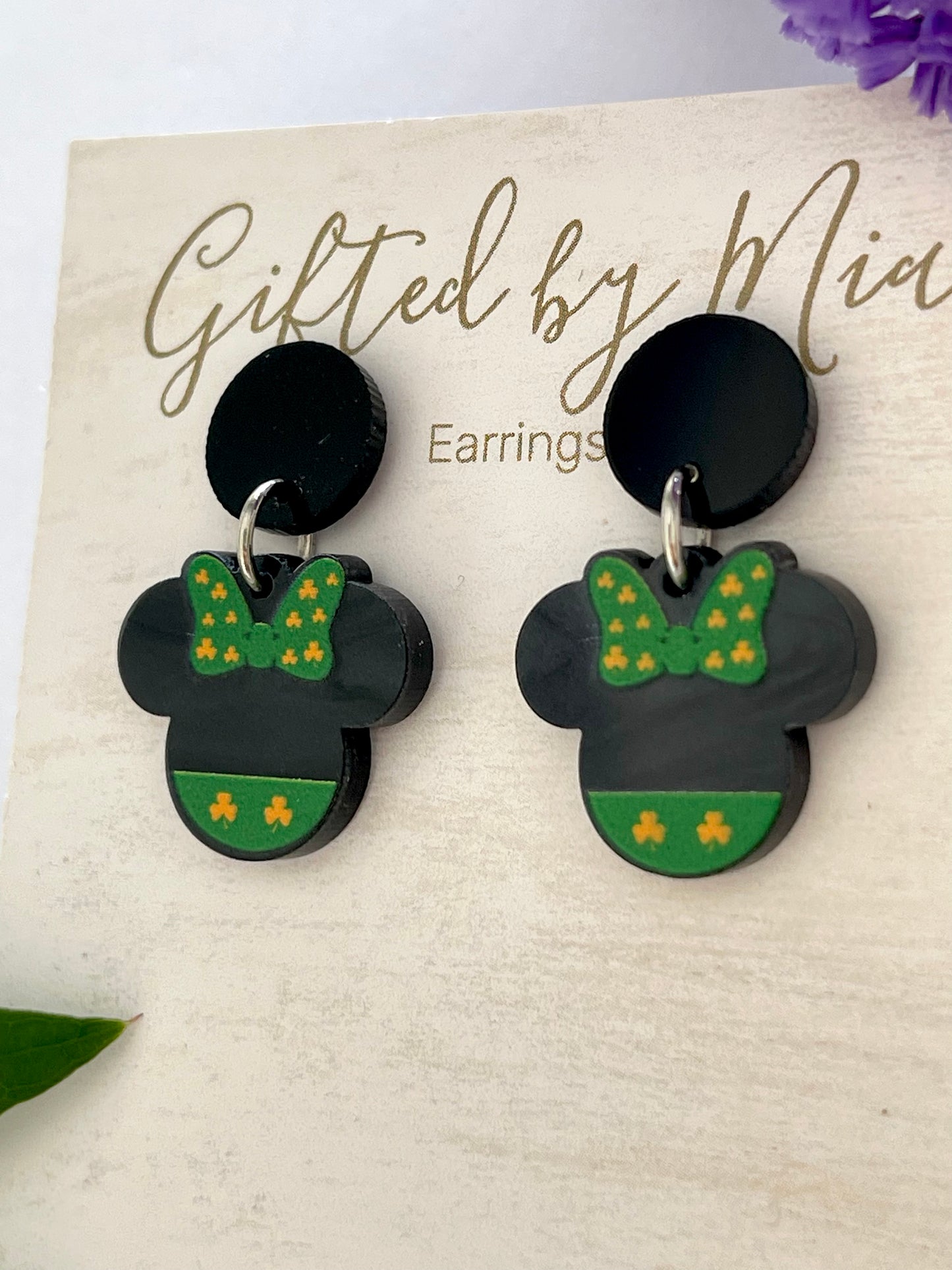 Saint Patrick's Day Minnie Mouse Earrings