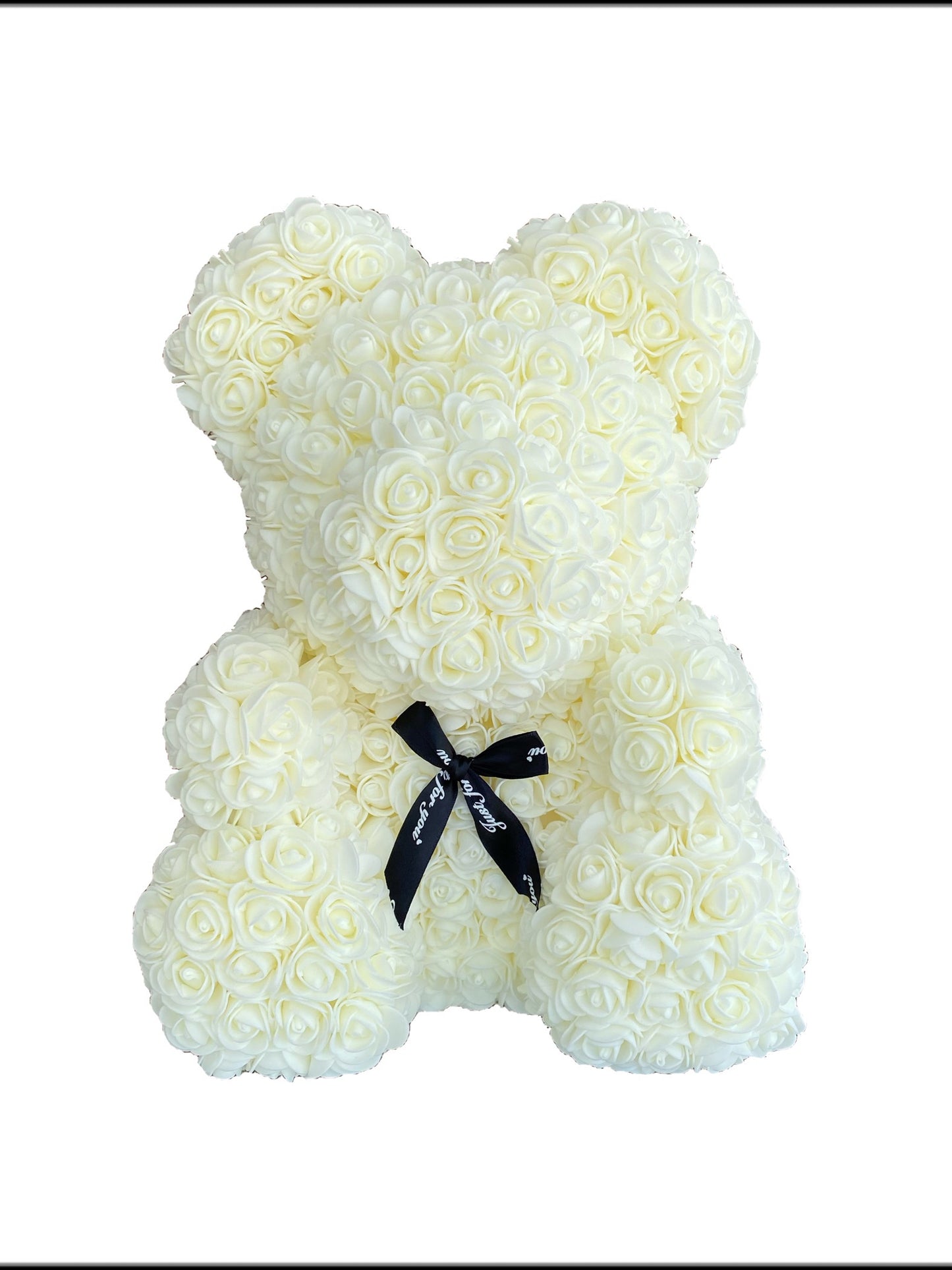 Large Cream White Rose Teddy Bear