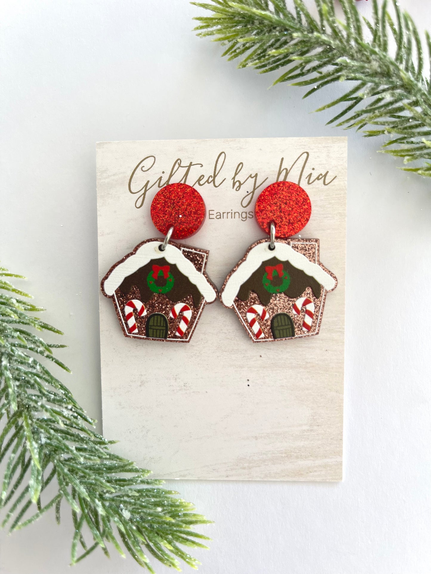 Christmas gingerbread house earrings
