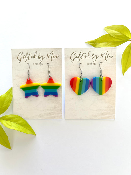 Resin Rainbow Dangle Earrings