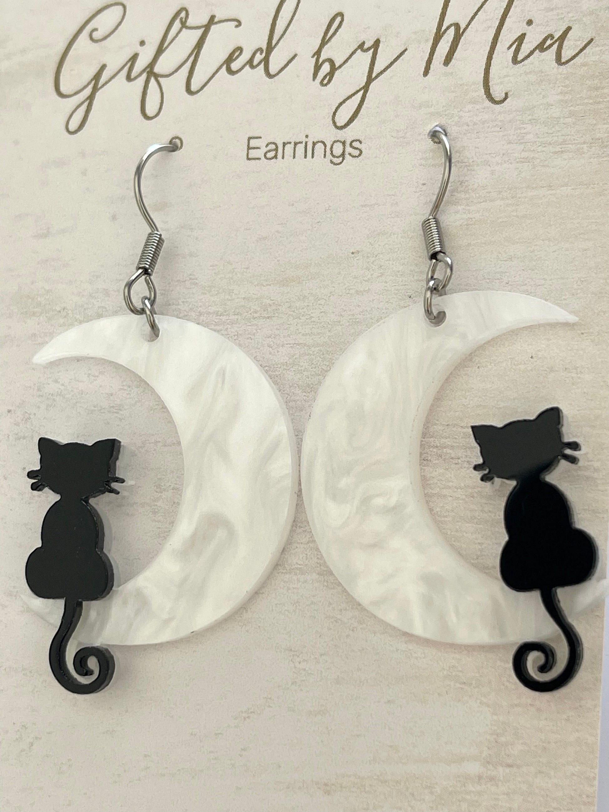 Acrylic quirky cat earrings